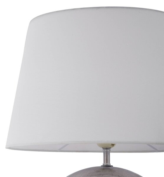 Lampa stołowa Florentino Lindby, biały / opal, salon / jadalnia, tkanina / materiał / jedwab