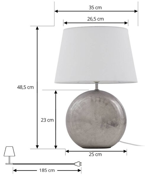 Lampa stołowa Florentino Lindby, biały / opal, salon / jadalnia, tkanina / materiał / jedwab