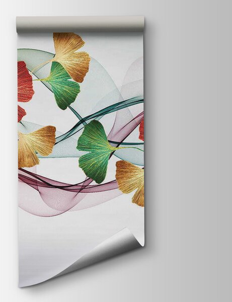 Fototapeta Kolorowe liście i zawijasy, Fototapety Dziecięce, Popularne Fototapety, u06358 - Tapeko.pl