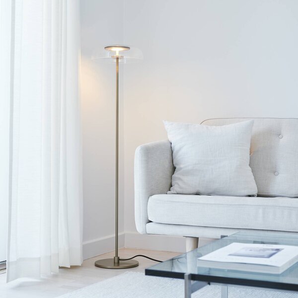 Nuura Aps Lampa stojąca LED Blossi, możliwość ściemniania, mosiężny / złoty, salon / jadalnia, metal, skandynawski