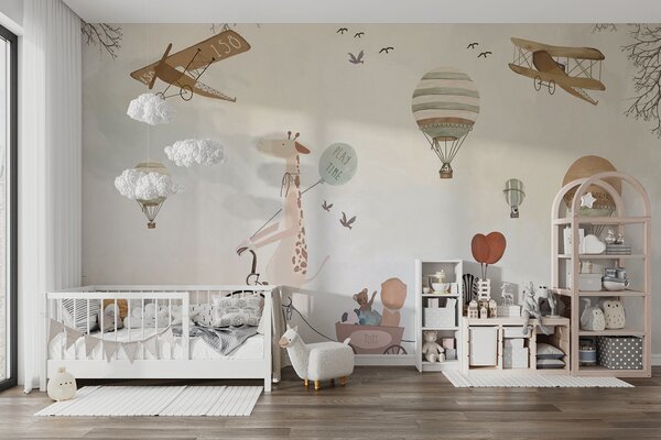 Fototapeta Mural przedstawiający zwierzęta jadące pociągiem, Fototapety Dziecięce, Popularne Fototapety, u08348 - Tapeko.pl