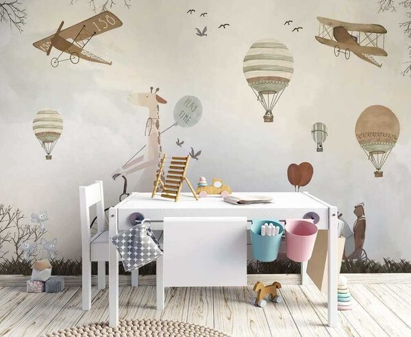 Fototapeta Mural przedstawiający zwierzęta jadące pociągiem, Fototapety Dziecięce, Popularne Fototapety, u08348 - Tapeko.pl