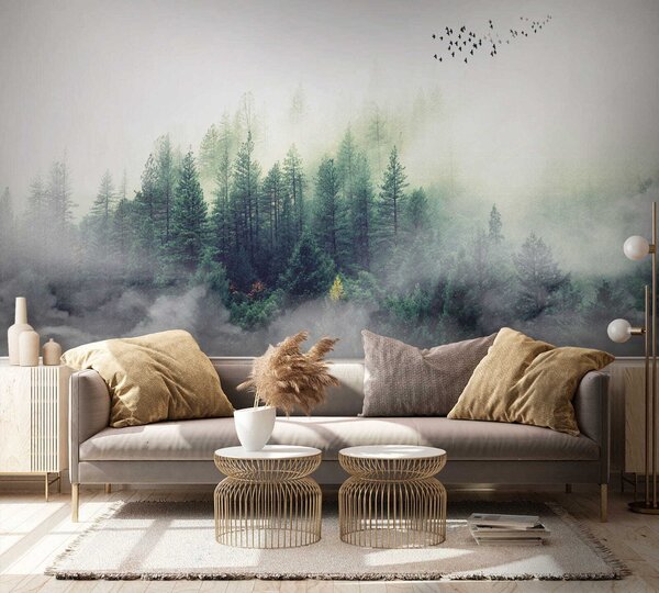 Fototapeta Ptaki latające nad lasem, Fototapety Natura, Popularne Fototapety, u10882 - Tapeko.pl