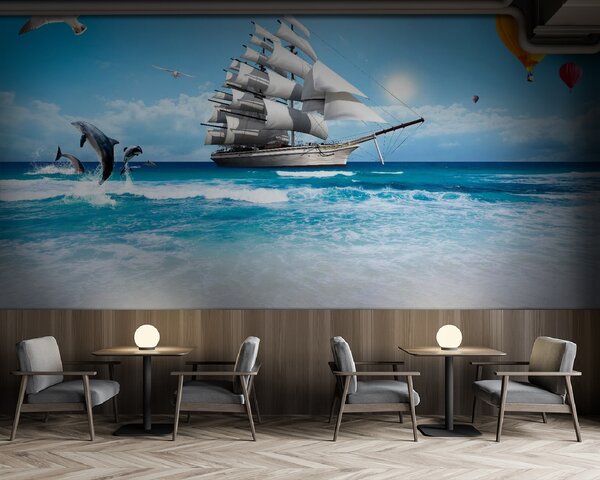 Fototapeta Żaglówka na oceanie, Fototapety Morze i Plaża, Popularne Fototapety, u12020 - Tapeko.pl