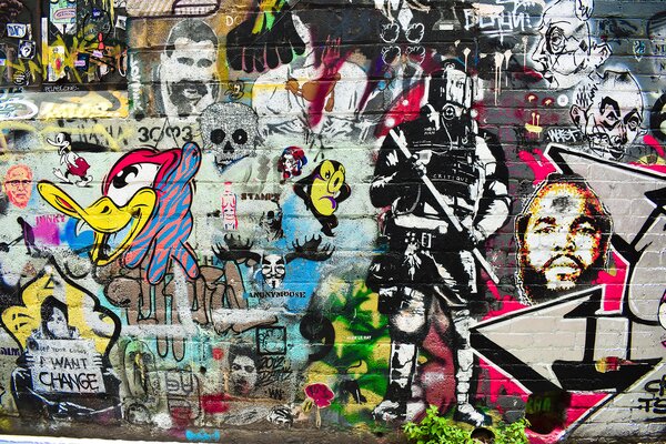 Fototapeta Ściana z graffiti, Fototapety design, Popularne Fototapety, u12434 - Tapeko.pl