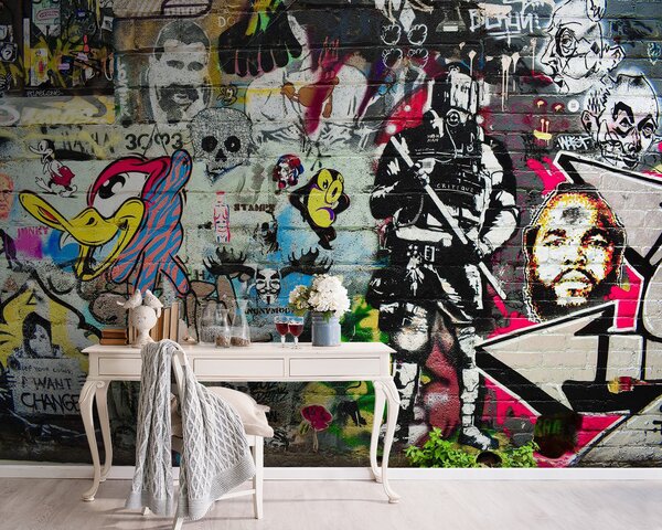 Fototapeta Ściana z graffiti, Fototapety design, Popularne Fototapety, u12434 - Tapeko.pl
