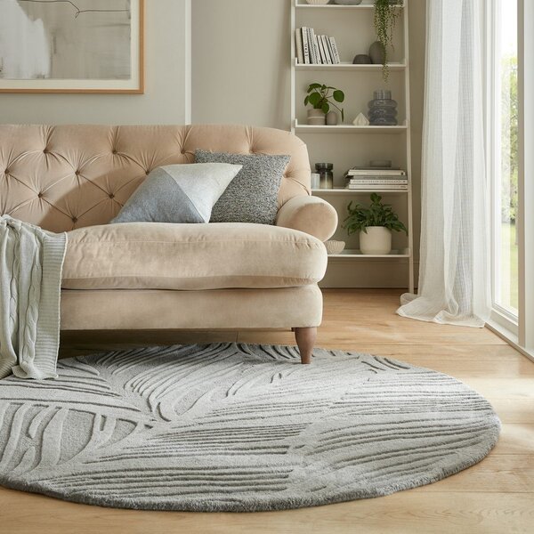 Szary okrągły dywan wełniany ø 160 cm Leaf – Flair Rugs