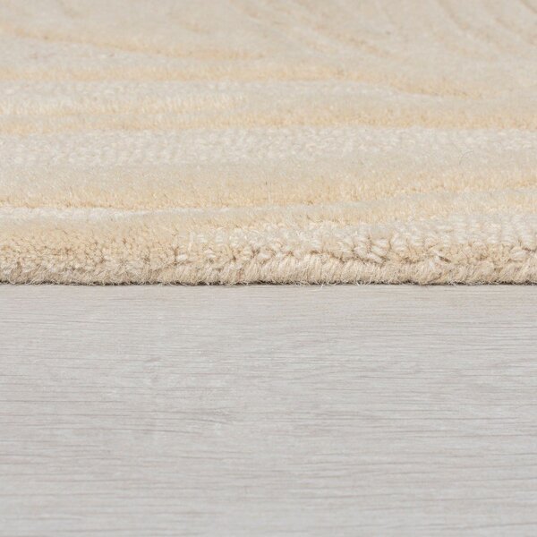 Beżowy okrągły dywan wełniany ø 160 cm Leaf – Flair Rugs