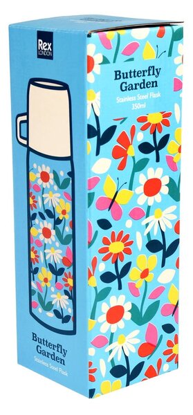 Niebiesko-kremowy termos dla dzieci 350 ml Butterfly Garden – Rex London