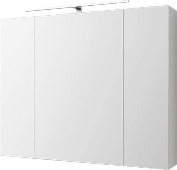 ML-Design szafka łazienkowa z lustrem 3-drzwiowa z oświetleniem LED, 90x72x15 cm, biała