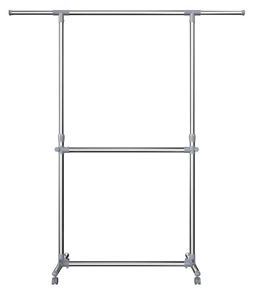Stojak na ubrania dwupoziomowy JASON, 93x49x113-198cm, srebrna SongmicsHome