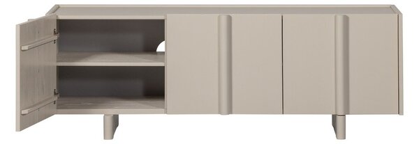 Jasnoszara szafka pod TV z litego drewna sosnowego 152x53x46 cm Basu – WOOOD