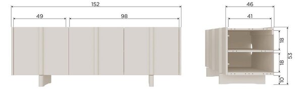 Jasnoszara szafka pod TV z litego drewna sosnowego 152x53x46 cm Basu – WOOOD