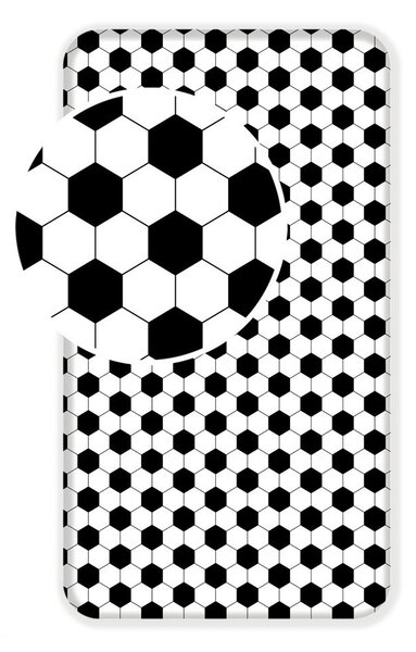 Czarno-białe bawełniane prześcieradło dziecięce jednoosobowe z gumką 90x200 cm Football – Jerry Fabrics