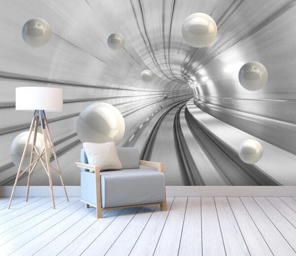 Fototapeta Białe kule w tunelu, Fototapety 3d, Popularne Fototapety, u17532 - Tapeko.pl