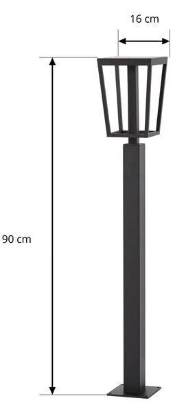 Słupek oświetleniowy LED Lucande Lynx, 95,5 cm, czarna, IP65 Lynx, czarny, metal, nowoczesny