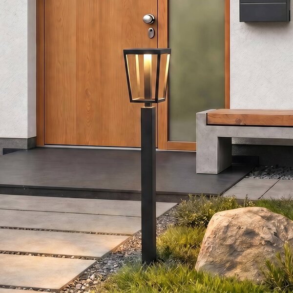 Słupek oświetleniowy LED Lucande Lynx, 95,5 cm, czarna, IP65 Lynx, czarny, metal, nowoczesny