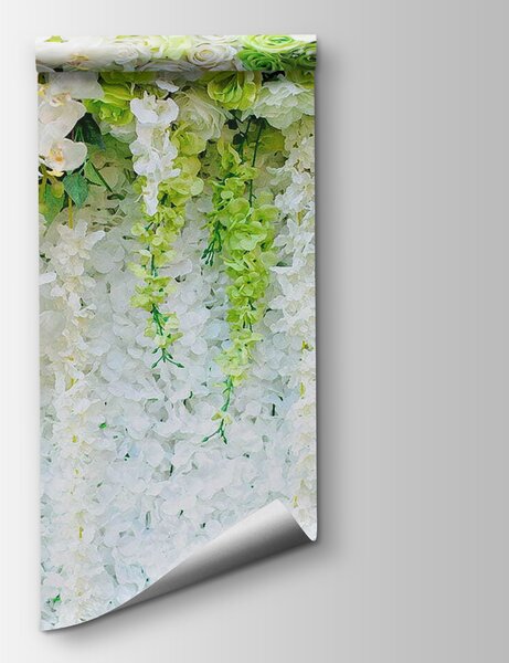Fototapeta Ściana z kwiatów i winorośli, Fototapety 3d z kwiatami, Popularne Fototapety, u17939 - Tapeko.pl