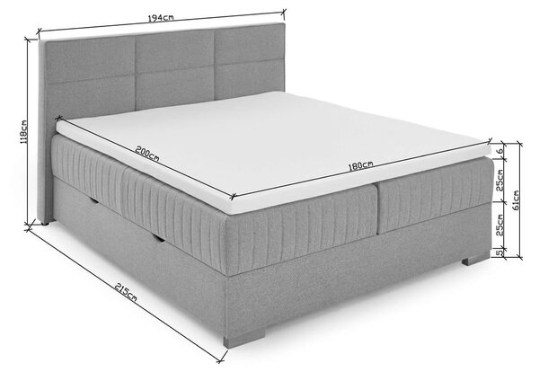 Beżowe łóżko boxspring ze schowkiem 180x200 cm Tambo – Meise Möbel