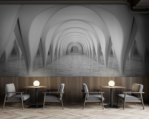 Fototapeta Biały pokój z łukowym sufitem, Fototapety 3d, Popularne Fototapety, u20653 - Tapeko.pl