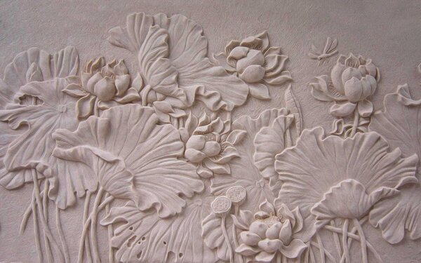 Fototapeta Elegancki kwiatowy relief w kolorze beżowym, Fototapety Kwiaty, Popularne Fototapety, u21336 - Tapeko.pl
