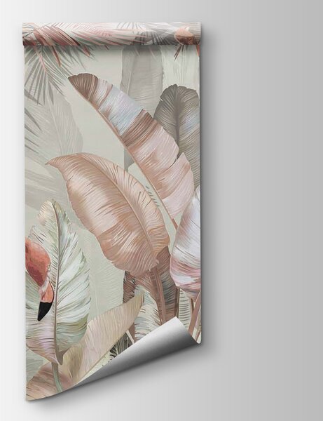 Fototapeta Flamingi i tropikalne liście, Fototapety Natura, Popularne Fototapety, u21344v1 - Tapeko.pl
