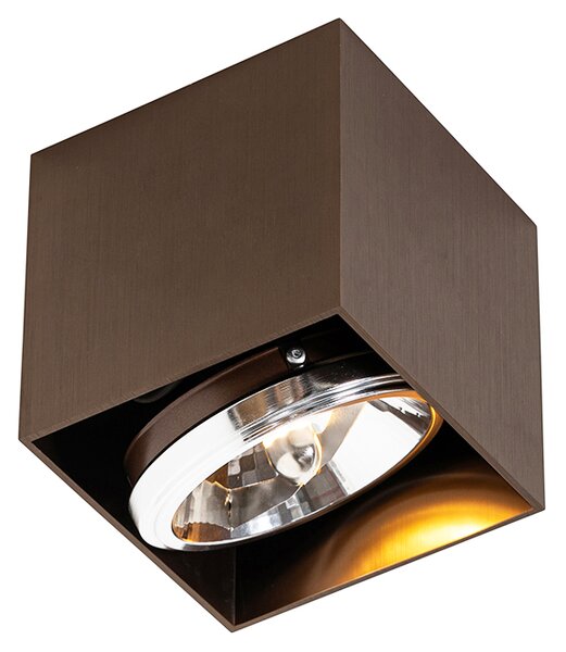 Designerski reflektor sufitowy ciemnobrązowy kwadratowy obrotowy i pochylny - Box