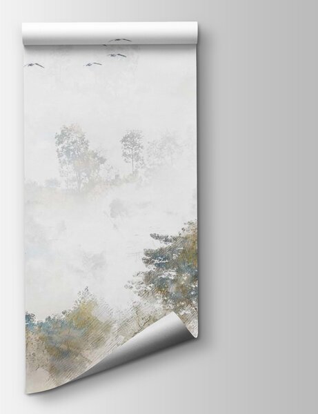 Fototapeta Ptaki latające nad drzewami, Fototapety Natura, Popularne Fototapety, u25015 - Tapeko.pl