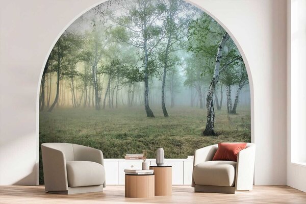 Fototapeta Mglisty las z drzewami, Fototapety design, Popularne Fototapety, u25820 - Tapeko.pl