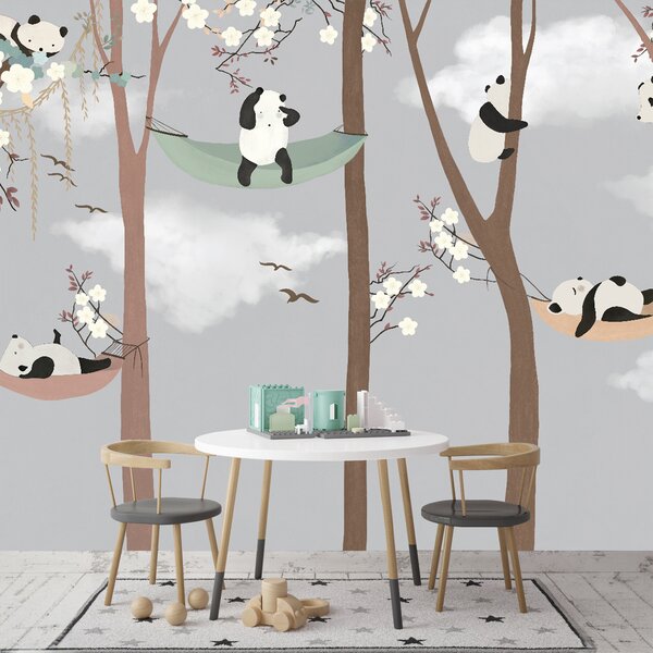 Fototapeta Pandy w hamakach na drzewach, Fototapety Dziecięce, Popularne Fototapety, u25523 - Tapeko.pl
