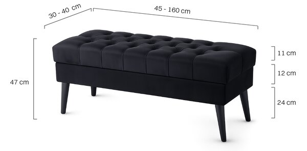 Pikowana pufa ze schowkiem PURE Black