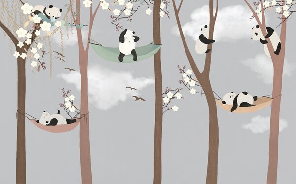 Fototapeta Pandy w hamakach na drzewach, Fototapety Dziecięce, Popularne Fototapety, u25523 - Tapeko.pl