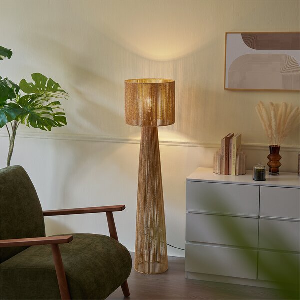 Lampa podłogowa Japandi naturalna z abażurem - Dart
