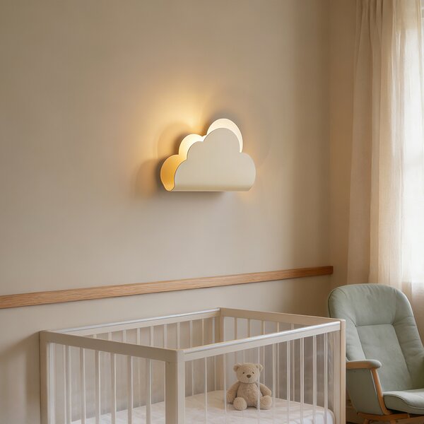 Dziecięca lampa ścienna w kształcie chmurki z promieniami słońca, beżowa - Cloudy