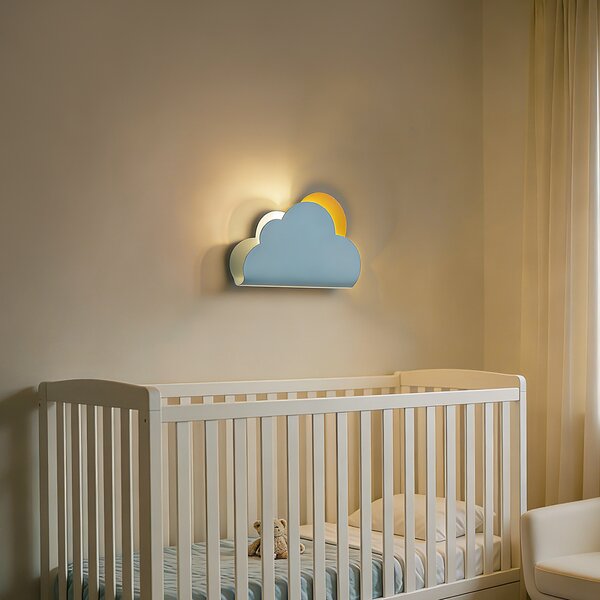 Dziecięca lampa ścienna niebieska chmurka ze słońcem - Cloudy