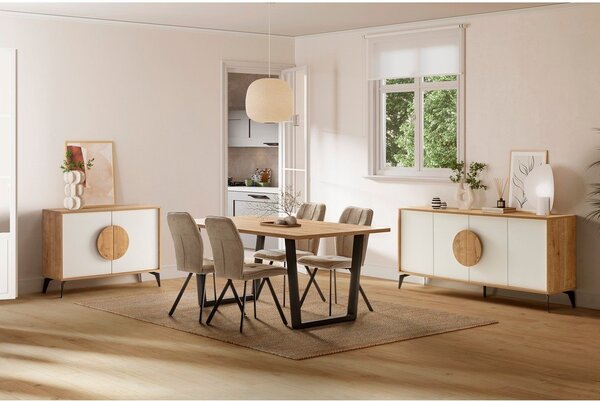 Biała niska komoda w dekorze dębu 110x82 cm Vae – Marckeric