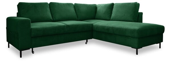 Ciemnozielony sztruksowy rozkładany narożnik (prawostronny) Lofty Lilly – Miuform