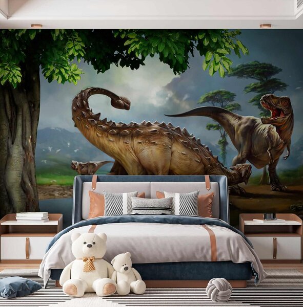 Fototapeta Malowanie dinozaurów w pobliżu rzeki, Fototapety z zwierzętami, Popularne Fototapety, u28674 - Tapeko.pl