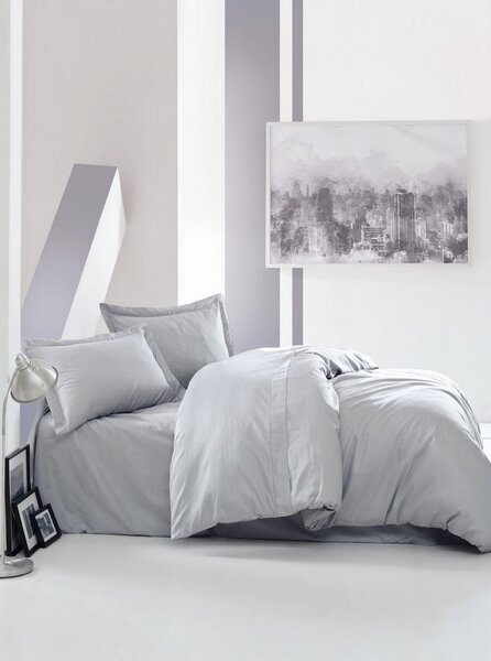 Szara pościel dwuosobowa z satyny bawełnianej 240x220 cm Elegant – Mijolnir