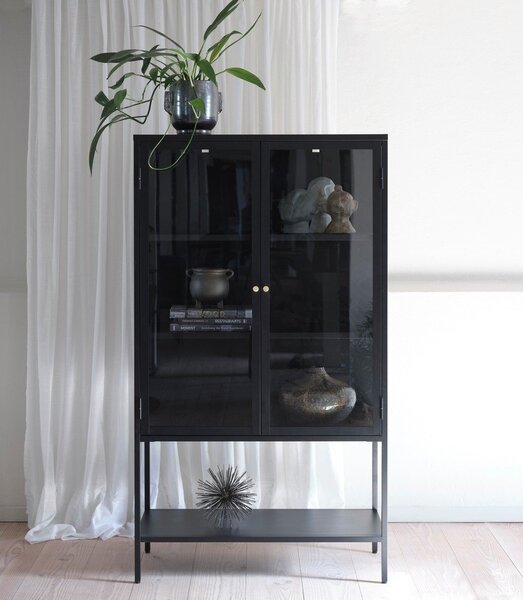 Czarna metalowa witryna 90x160 cm Carmel – Unique Furniture