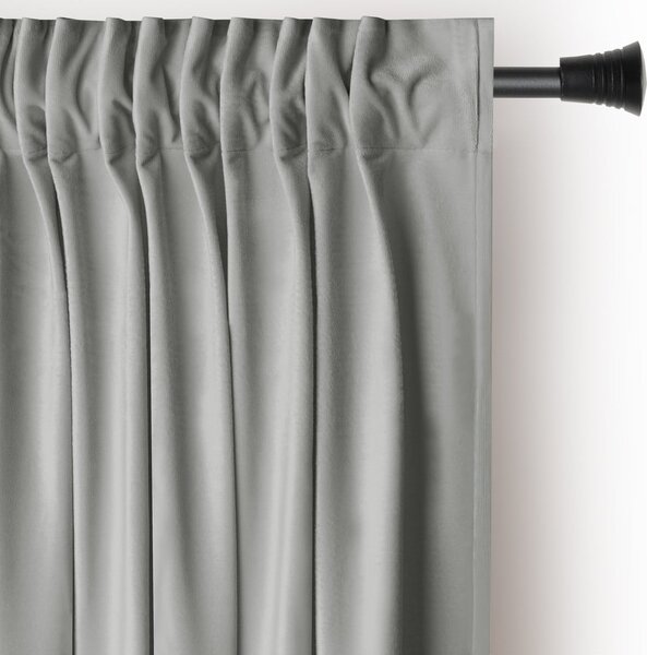 Jasnoszara aksamitna zasłona częściowo zaciemniająca (dimout) 140x270 cm Pleat – Restilo