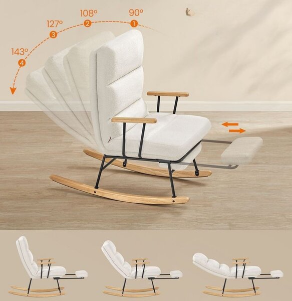 Fotel bujany ROCKY, 97x67x100cm, kremowy SongmicsHome