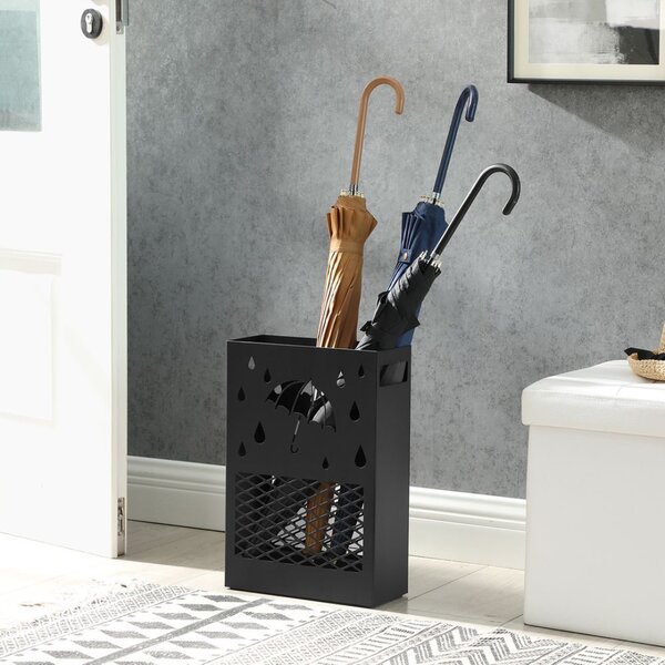 Metalowy stojak na parasole RAIN, 28x12x41cm, czarny SongmicsHome