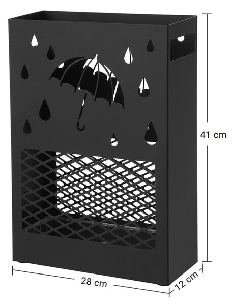 Metalowy stojak na parasole RAIN, 28x12x41cm, czarny SongmicsHome
