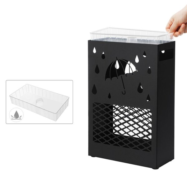 Metalowy stojak na parasole RAIN, 28x12x41cm, czarny SongmicsHome