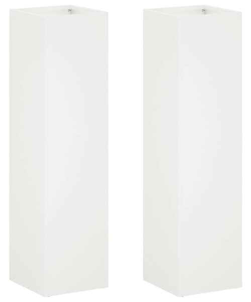 Doniczka ogrodowa 2 szt. Biały 20 x 20 x 75 cm Stal zimnogięta