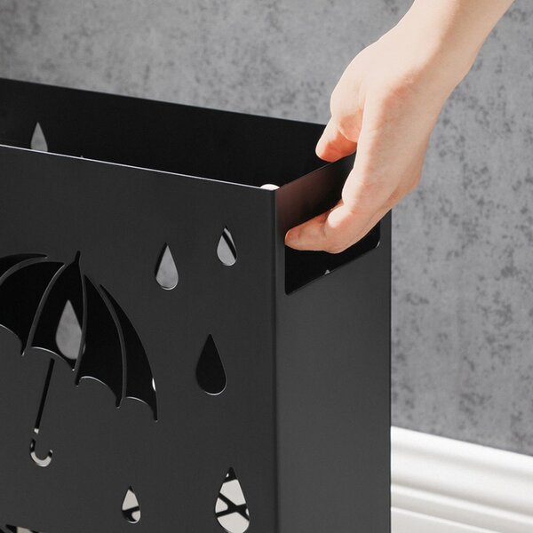 Metalowy stojak na parasole RAIN, 28x12x41cm, czarny SongmicsHome