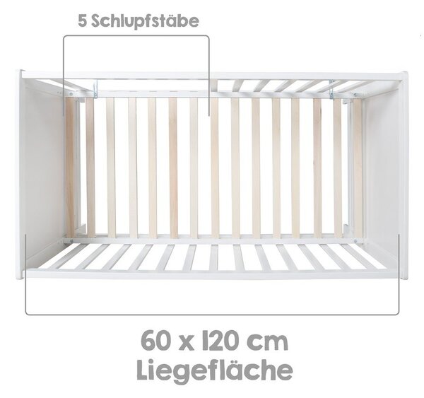 Białe łóżeczko dostawne 60x120 cm Hamburg – Roba