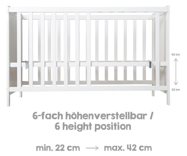 Białe łóżeczko dostawne 60x120 cm Hamburg – Roba