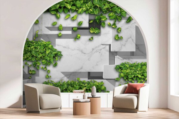Fototapeta Ściana z zielonymi liśćmi, Fototapety 3d, Popularne Fototapety, u34395 - Tapeko.pl